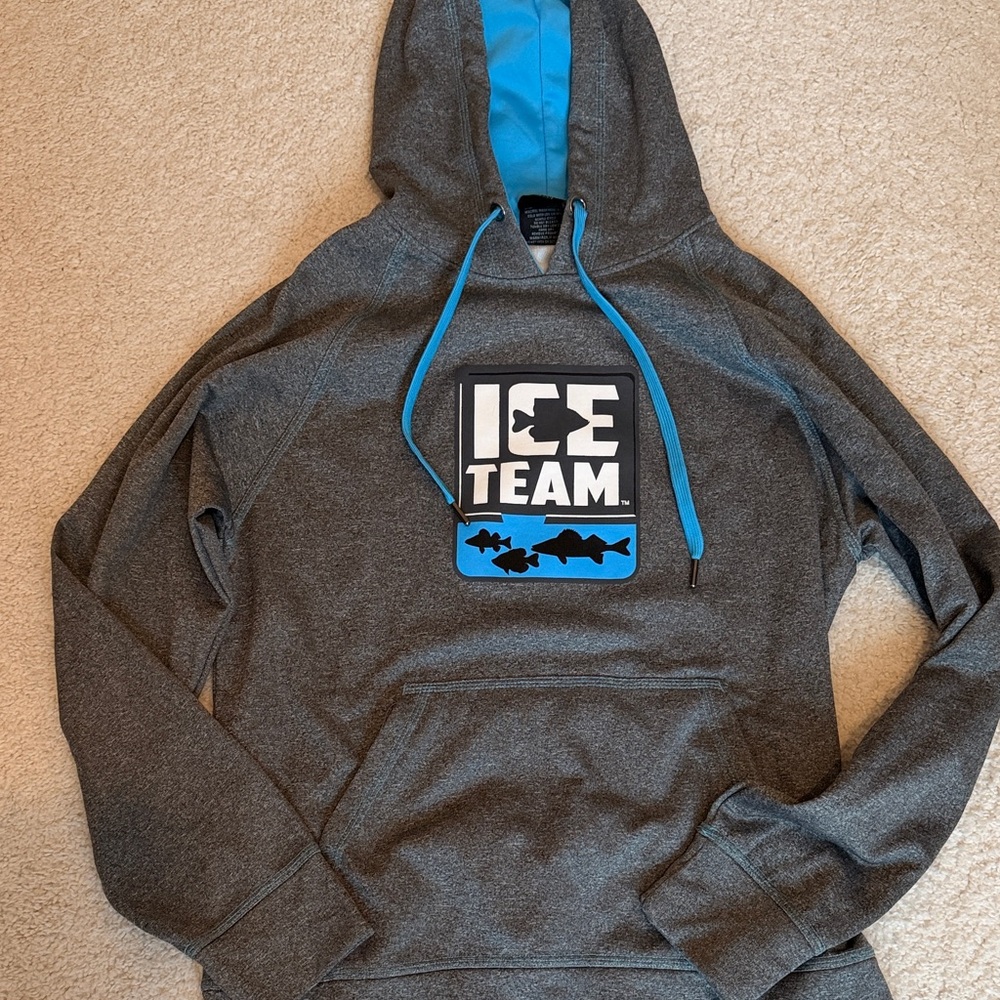 Gray Ice Team Pullover Hoodie with Blue Accents